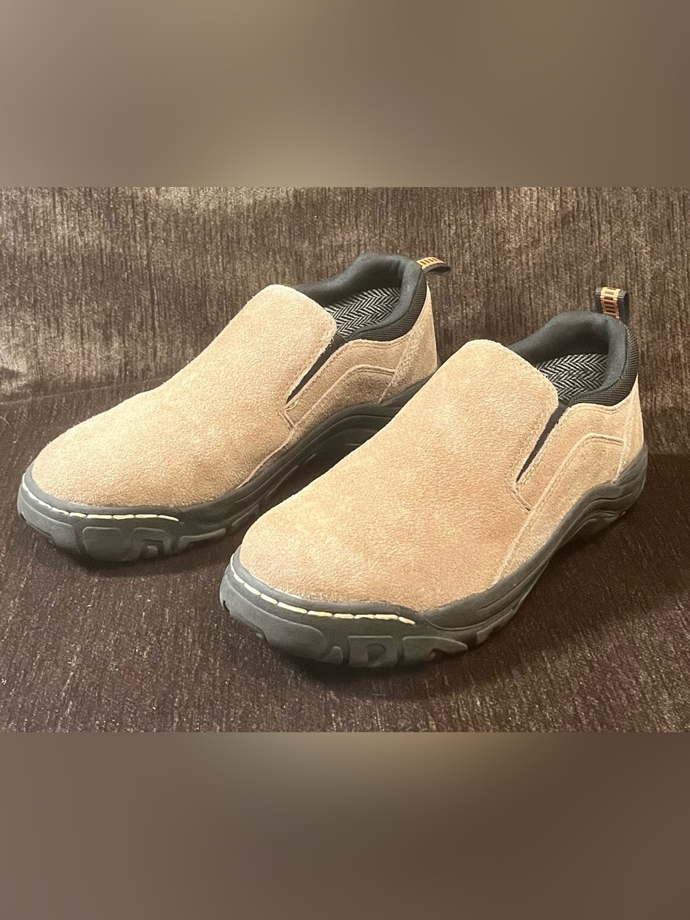 Khombu Men's Slip-On Suede Work Loafers in Tan